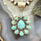 Sterling Silver Southwestern Style Teardrop Royston Turquoise Decorated Cluster Pendant