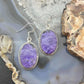 Sterling Silver Southwestern Style Oval Charoite Dangle Earrings For Women