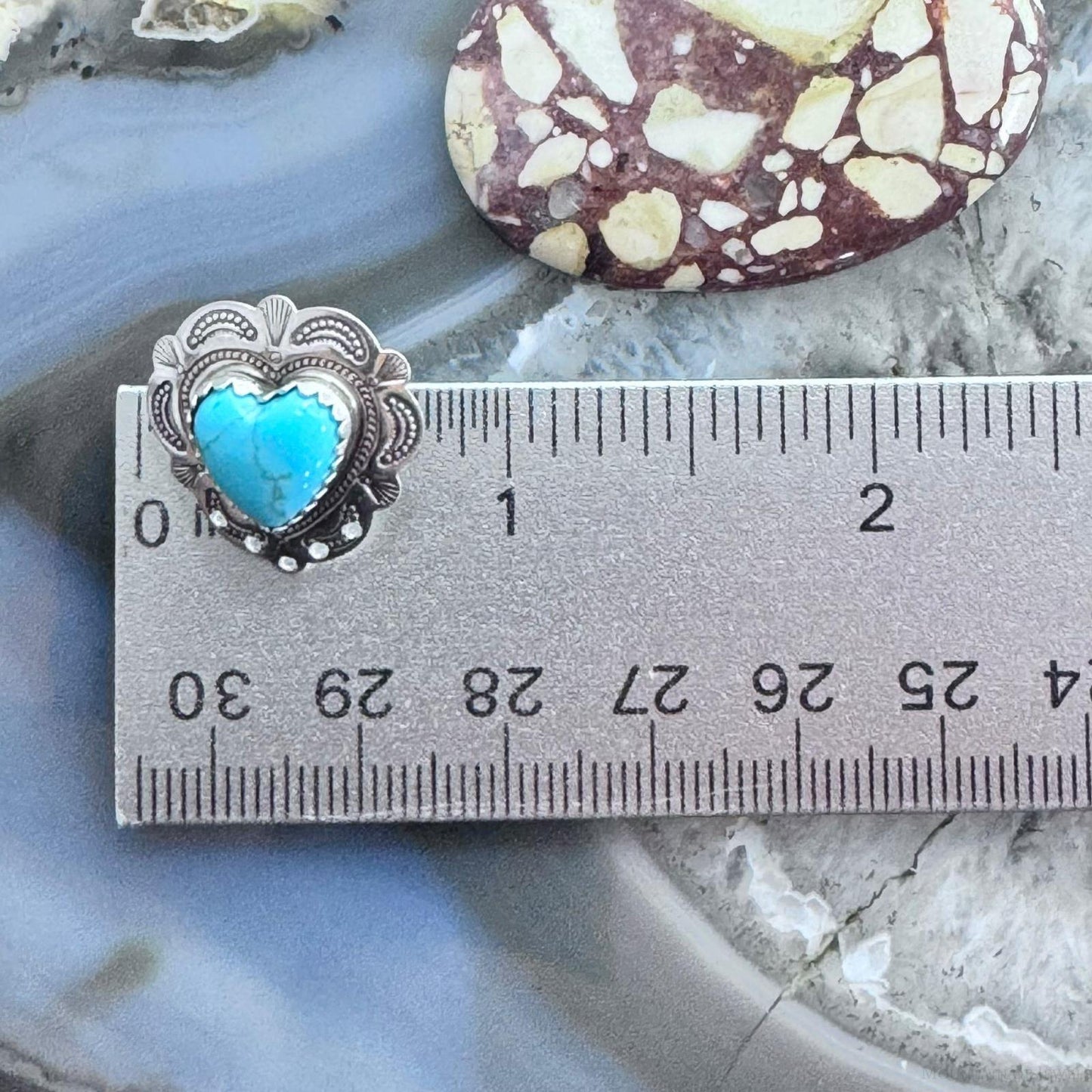 Native American Sterling Silver Turquoise Heart Stud Earrings For Women