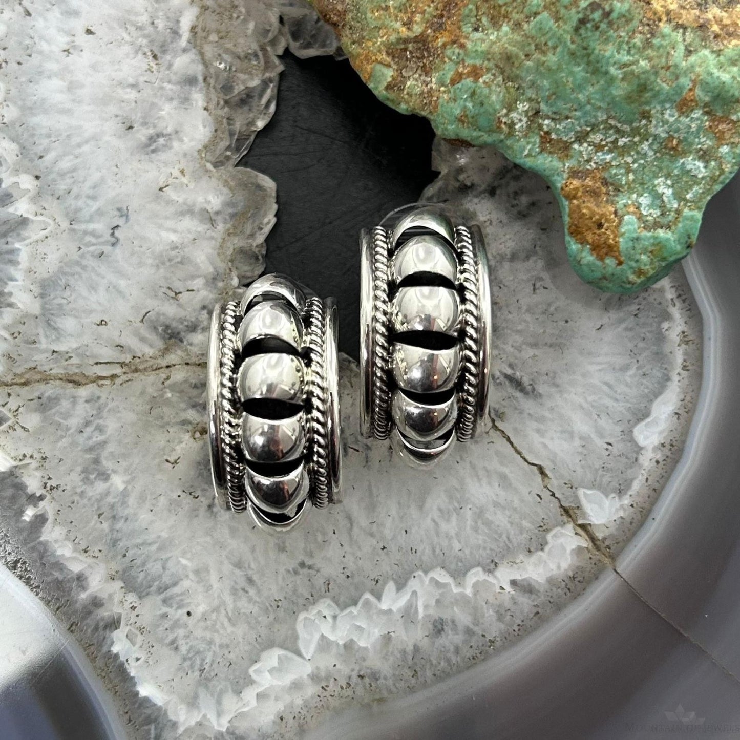 Priscilla Apache Native American Sterling Silver Half-Moon Post Earrings For Women