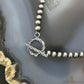 Sterling Silver 3mm Navajo Pearl Beads 7.5" Toggle Clasp Bracelet For Women