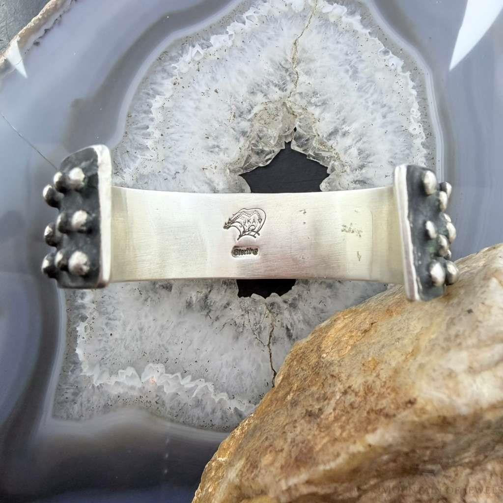 Signed Native American Sterling Balls and Crosses Oxidized Bracelet For Women