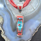 Rayland & Patty Edaakie Zuni Sterling Silver Coral & Multi Gemstone Inlay Pendant w/ Necklace For Women