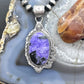 Sterling Silver Southwestern Style Large Oval Charoite Decorated Pendant For Women