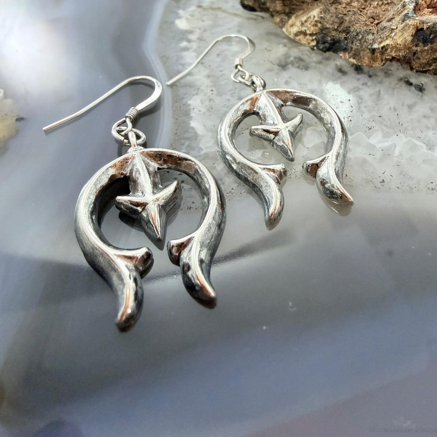 Sterling Silver Southwestern Style Naja Dangle Earrings For Women