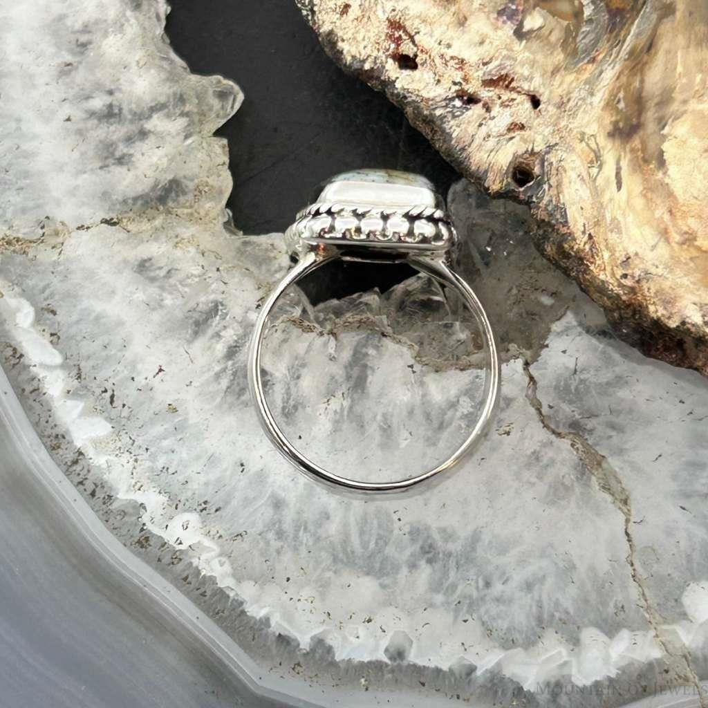 Sterling Silver Southwestern Style Rectangle Chrome Chalcedony Ring Size 7.25 For Women
