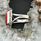 Sterling Silver Southwestern Style Coral Decorated Ring Size 7.5 For Women