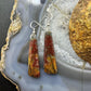 Sterling Silver Elongated Trapeze Red Marcasite Slab Dangle Earrings For Women #353