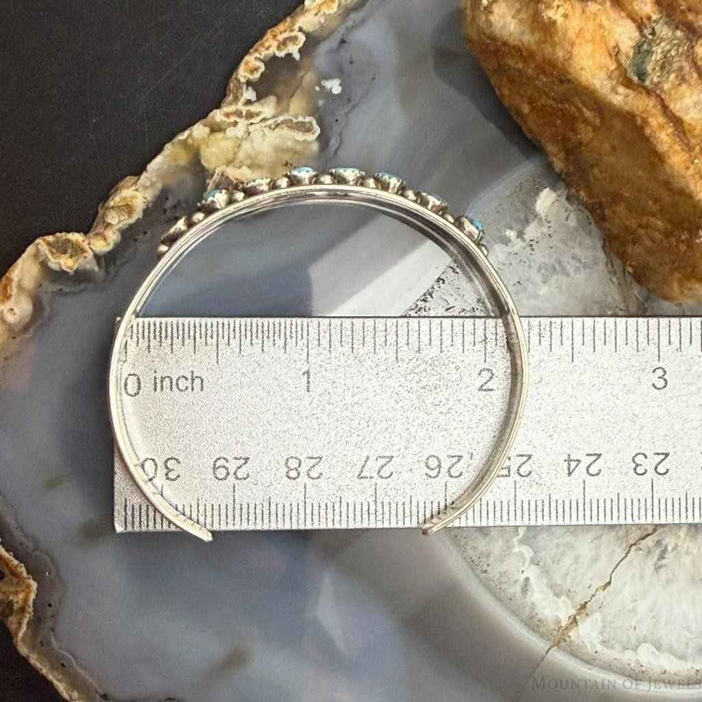Elton Cadman Native American Sterling Silver Turquoise Single Row Bracelet For Women