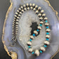 Navajo Pearl Beads Graduated 4-16mm w/Turquoise Disk Beads Sterling 18" Necklace