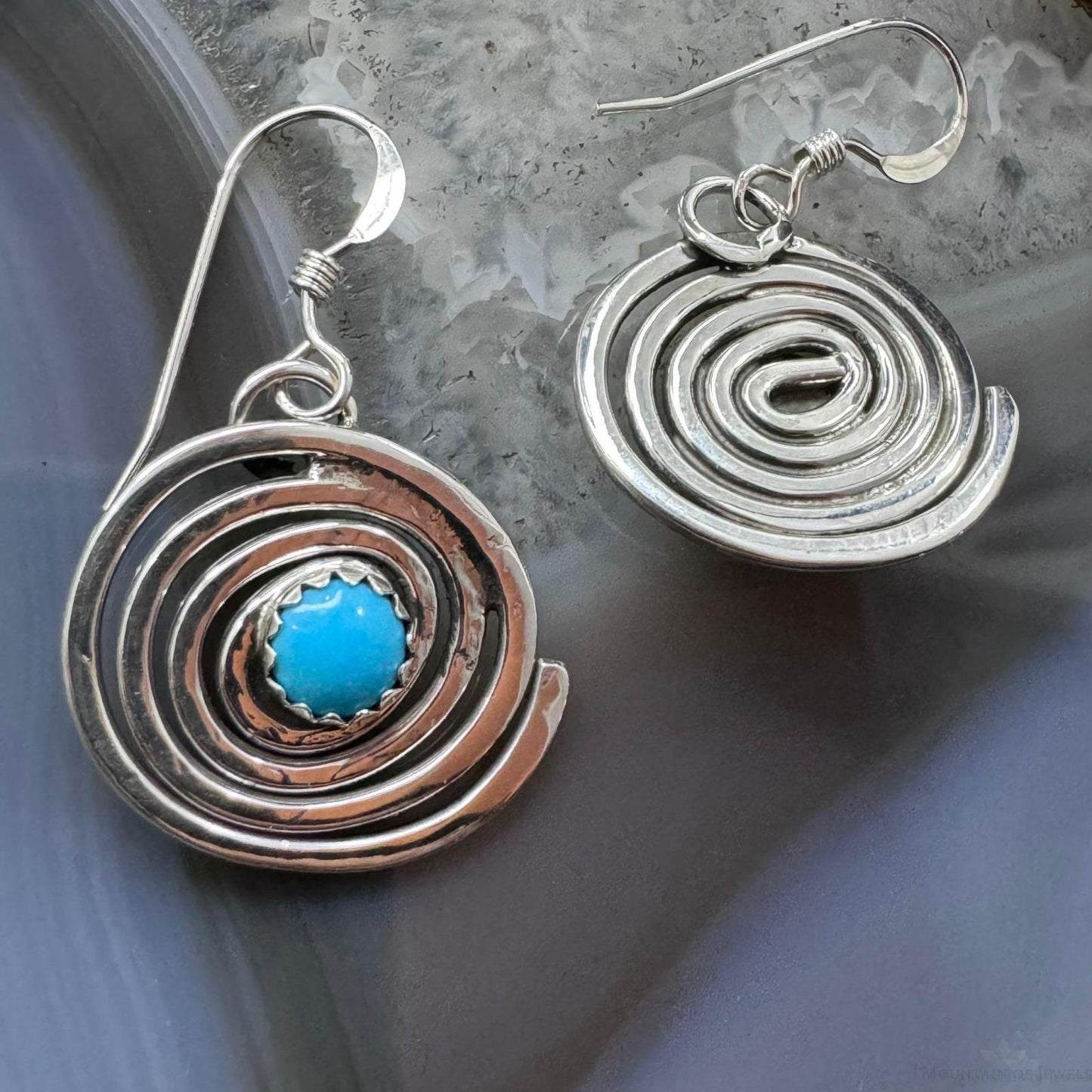 Brad Panteah Sterling Silver Circle of Life Turquoise Dangle Earrings For Women