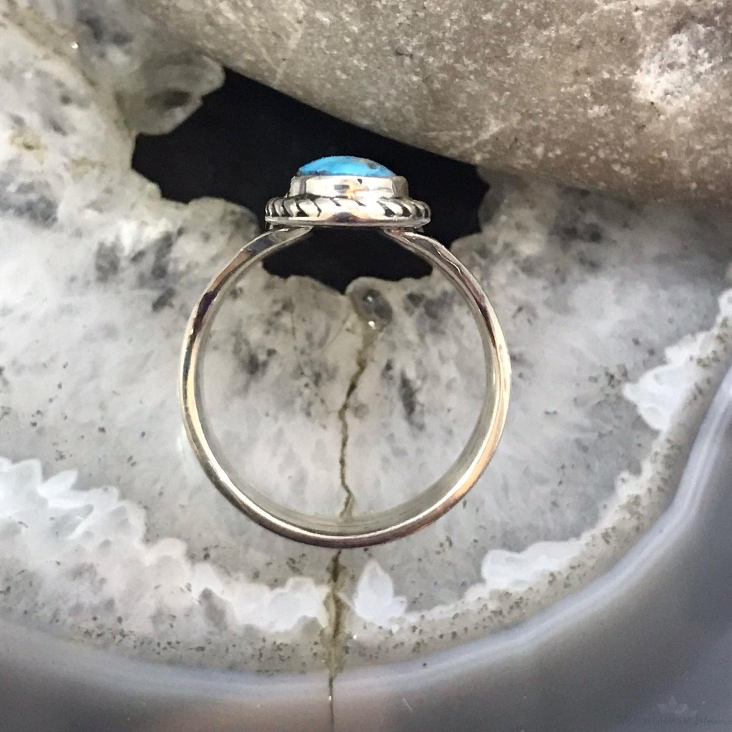 Native American Sterling Silver 3 Oval Matrixed Turquoise Ring Size 9.75 For Women