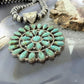Sterling Silver Southwestern Style Teardrop Mohave Turquoise Round Cluster Pendant