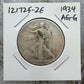 1934 US Walking Liberty Half Dollar 90% Silver AG-G #121725-2E