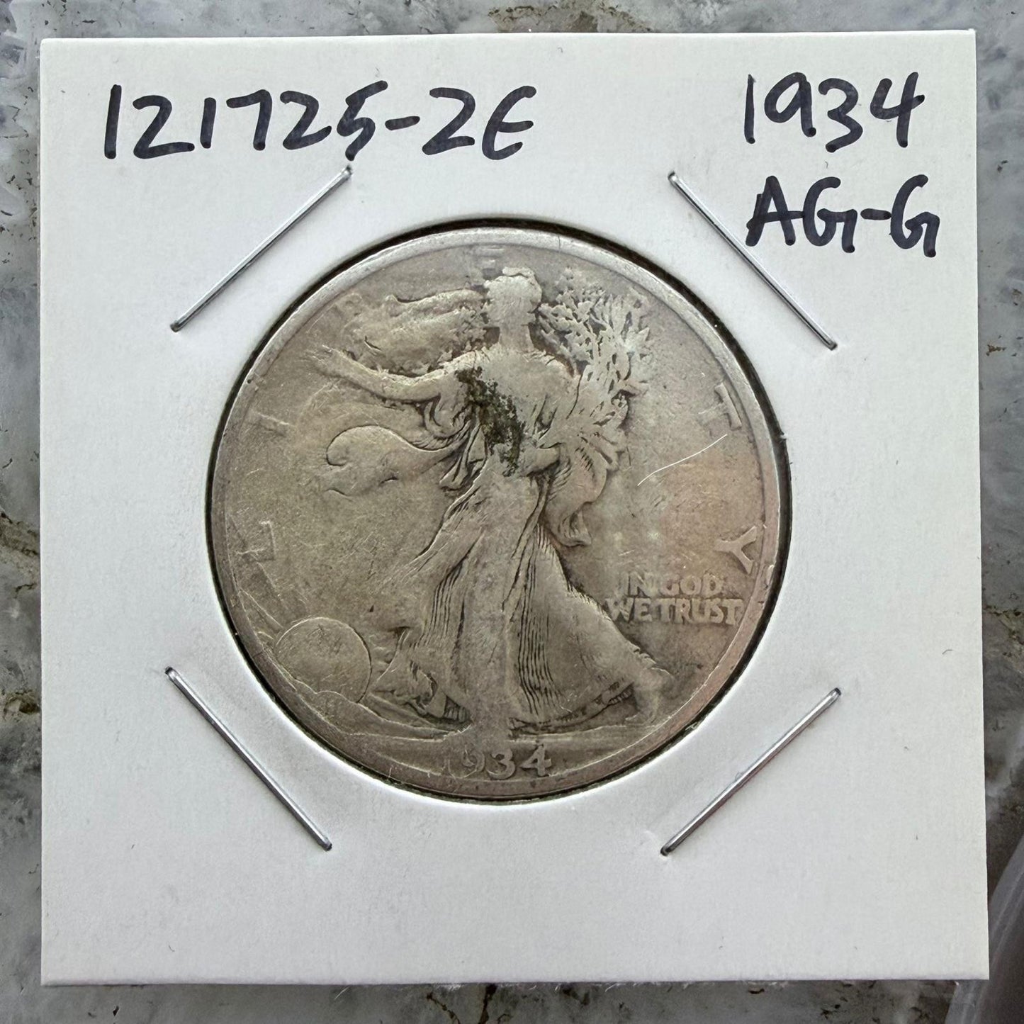 1934 US Walking Liberty Half Dollar 90% Silver AG-G #121725-2E