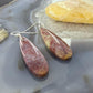 Sterling Silver Teardrop Plum Moss Agate Slab Dangle Earrings For Women #507