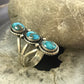 Native American Sterling Silver 3 Oval Matrixed Turquoise Ring Size 9.75 For Women