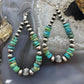 Sterling Silver 4-6mm Navajo Pearl Southwester Style & 6mm Turquoise Bead Hoop Earrings For Women