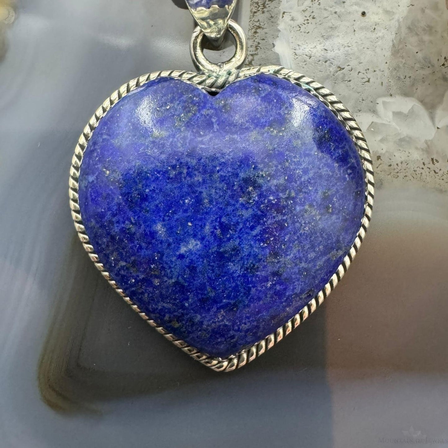 Sterling Silver Southwestern Style Lapis Lazuli Heart Pendant For Women