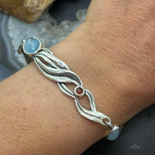 Carolyn Pollack Sterling Silver Multi-Gemstone Link Foldover Bracelet For Women