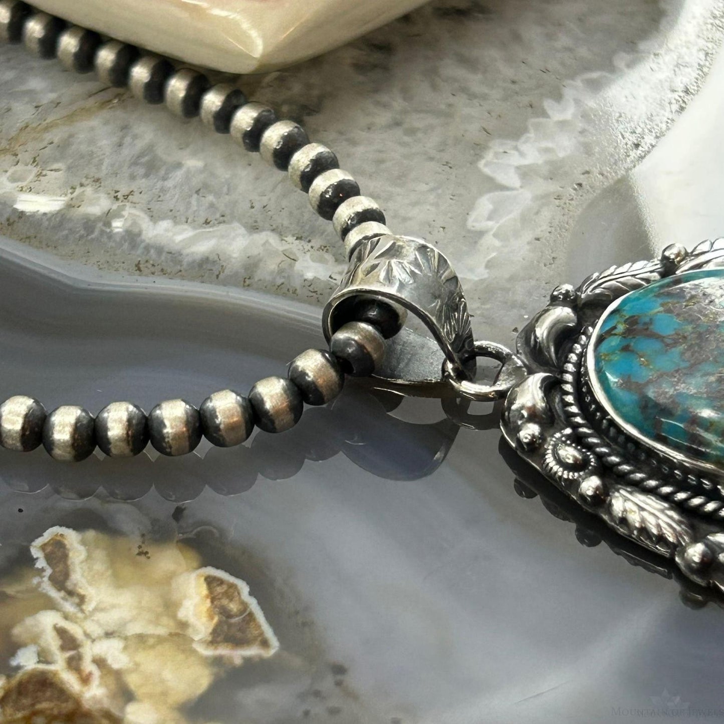 Sterling Silver Southwestern Style Oval Turquoise Pendant For Women #10
