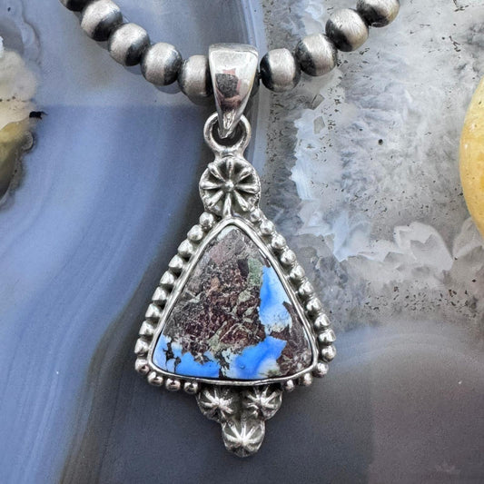 Sterling Silver Southwestern Style Triangle Golden Hill Turquoise Decorated Pendant For Women