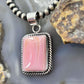 Native American Sterling Silver Rectangle Pink Conch Decorated Pendant For Women #1
