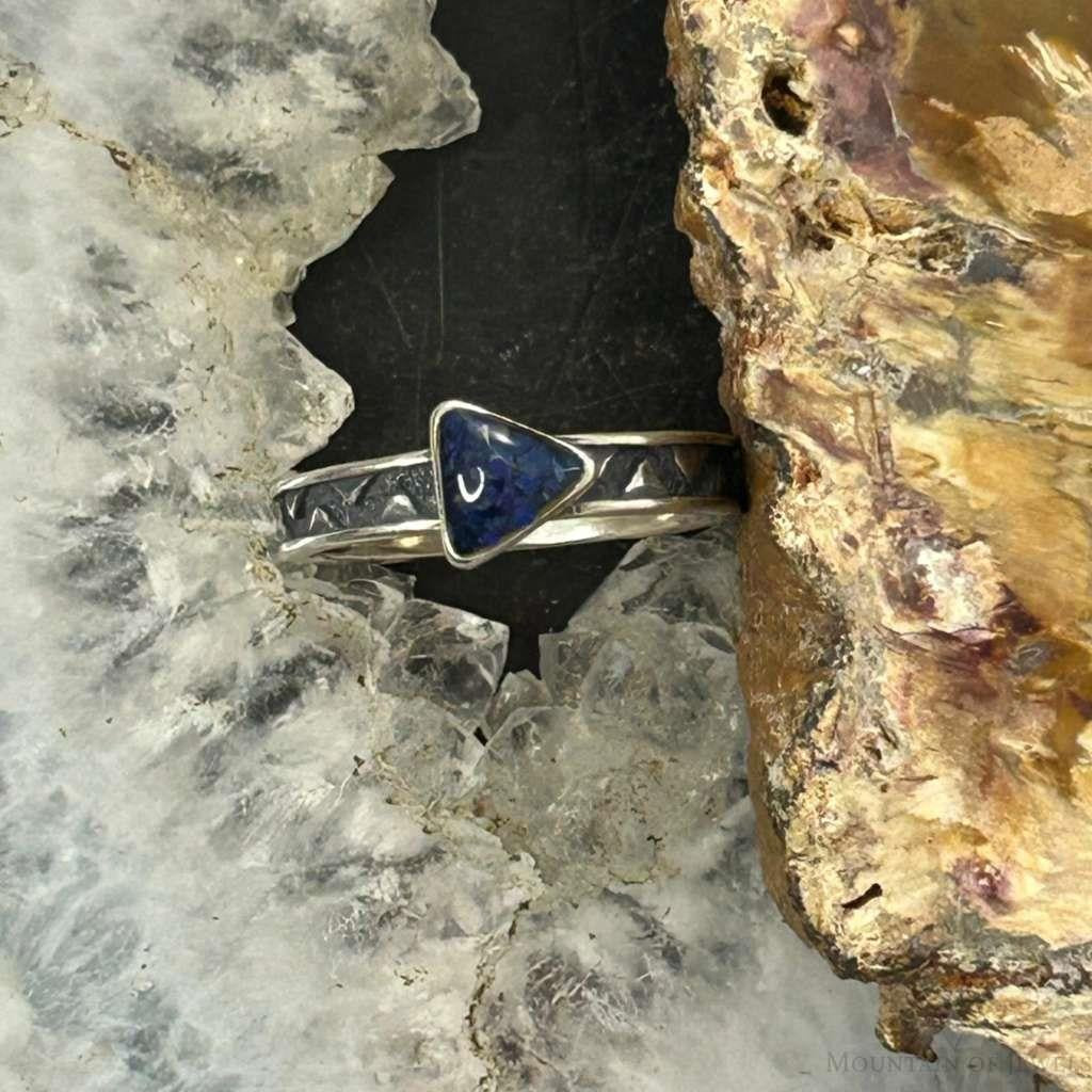 Carolyn Pollack Sterling Silver Chip Inlay Lapis Slim Ring Size 5 For Women