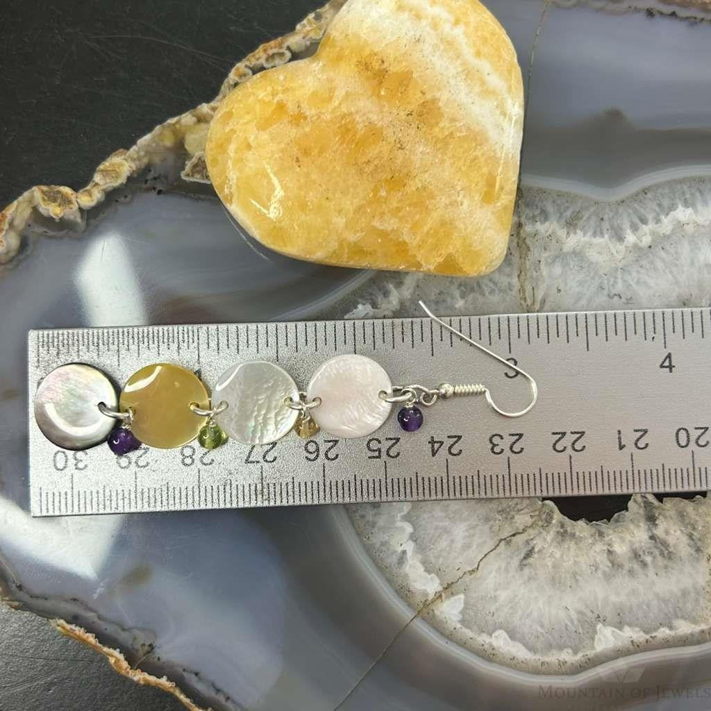 Carolyn Pollack Sterling Silver Multi MOP Color & Bead Dangle Earrings For Women