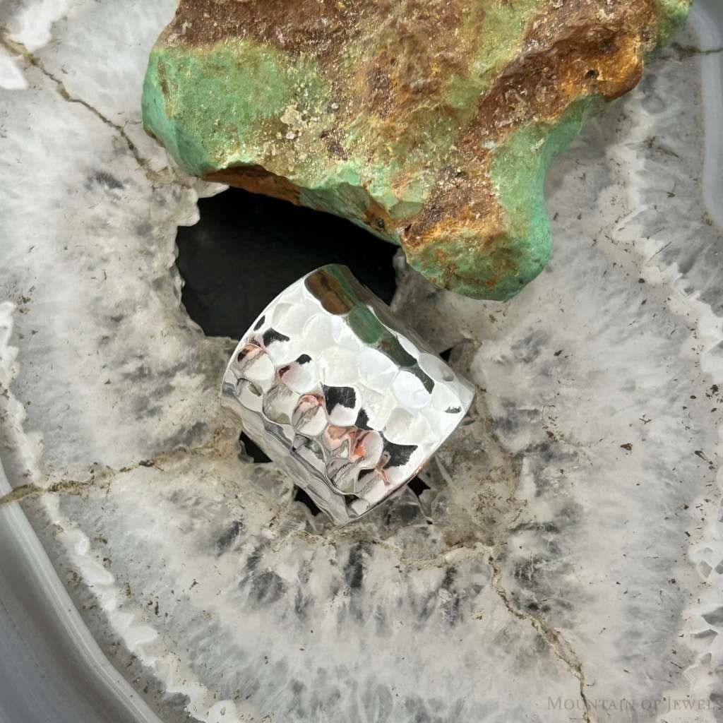 Sterling Silver Hammered Tapered Fashion Ring For Women