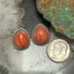 Sterling Silver Southwestern Style Teardrop Orange Spiny Oyster Stud Earrings For Women