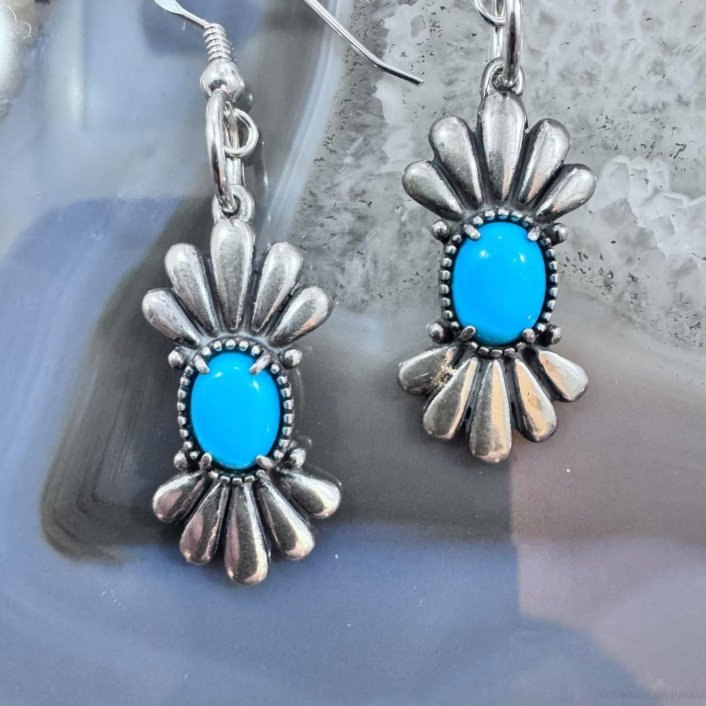 Carolyn Pollack Sterling Silver Turquoise Bow Dangle Dangle Earrings For Women