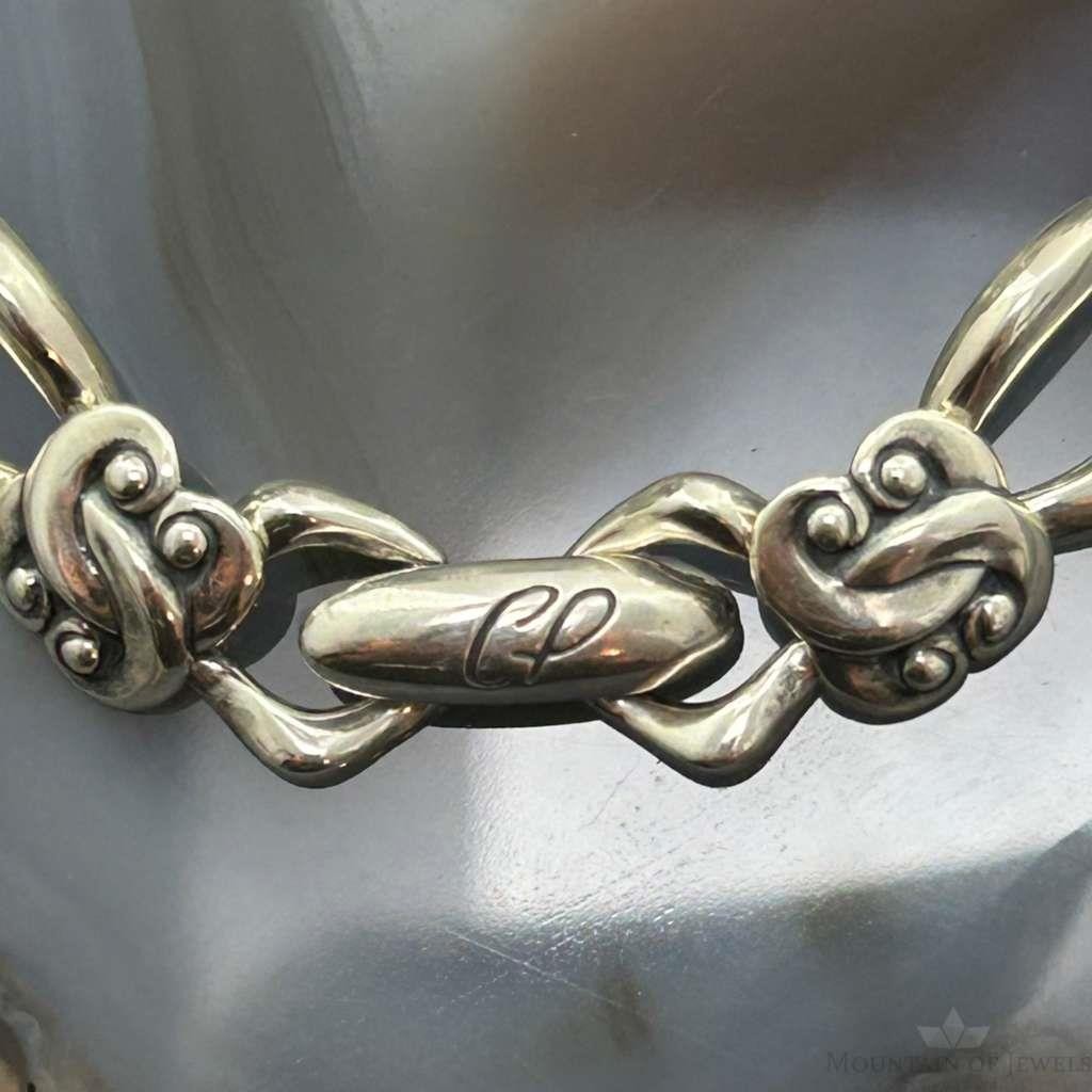 Carolyn Pollack Sterling Silver Fold Over Clasp Link Bracelet For Women