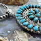 Sterling Silver Southwestern Style Turquoise Decorated Round Cluster Pendant For Women