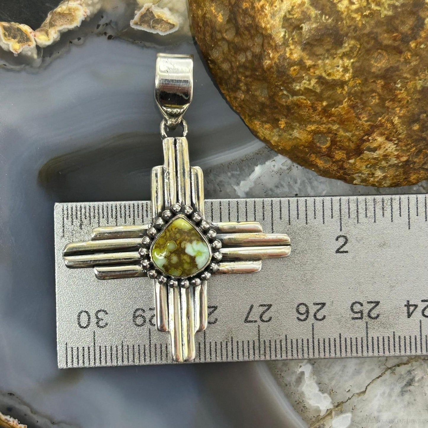 Sterling Silver Southwestern Style Teardrop Palamino Unisex Zia Pendant