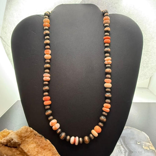 Southwestern Style 6.5-8.5mm Copper Navajo Pearl & Spiny Oyster Beads Necklace For Women