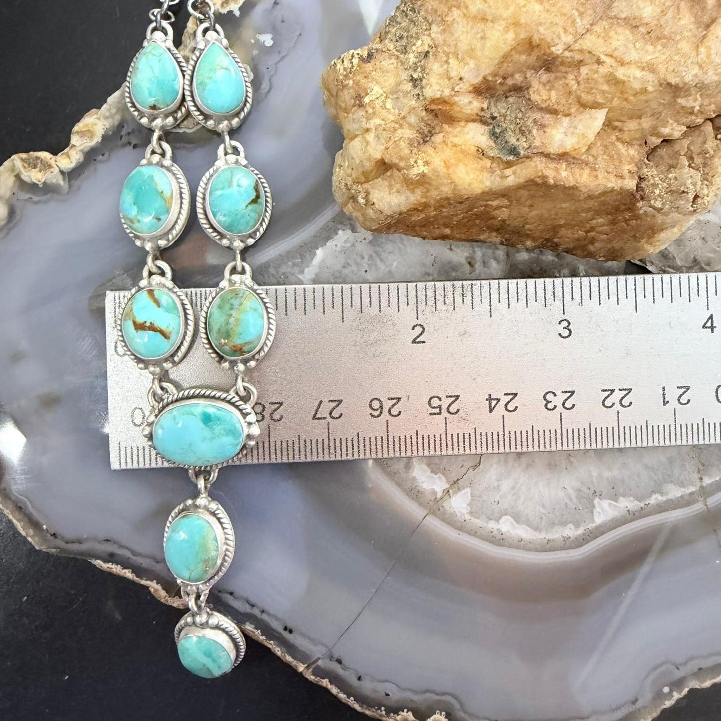 Sterling Silver Southwestern Style Mohave Turquoise Lariat 19" Necklace For Women #1