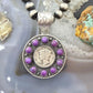 Genuine 1935 90% Silver Mercury Dime Coin w/Purple Dahlia Decorated Unisex Pendant