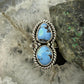 Southwestern Style Sterling Silver 2 Golden Hill Turquoise Ring Size 7 For Women