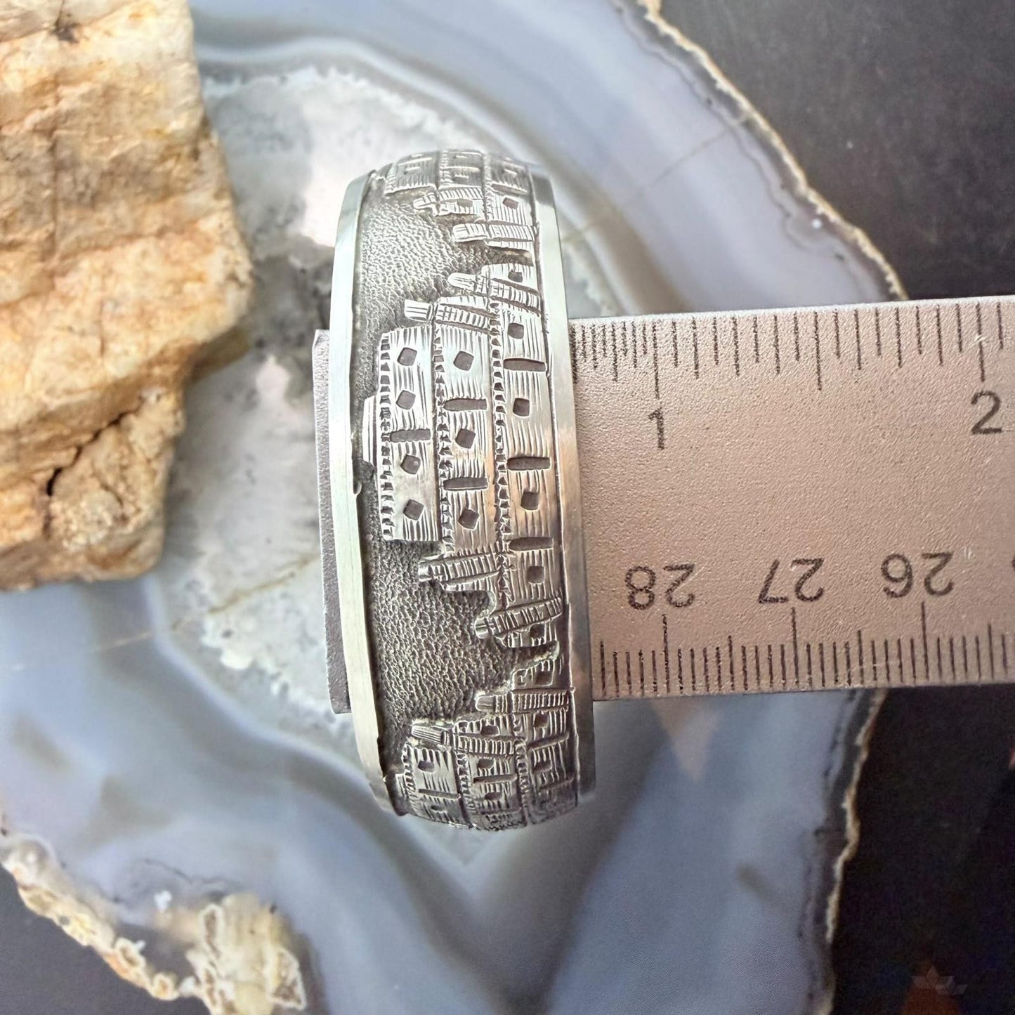 Alex Becenti Native American Sterling Silver Taos Pueblo Storyteller Unisex Cuff
