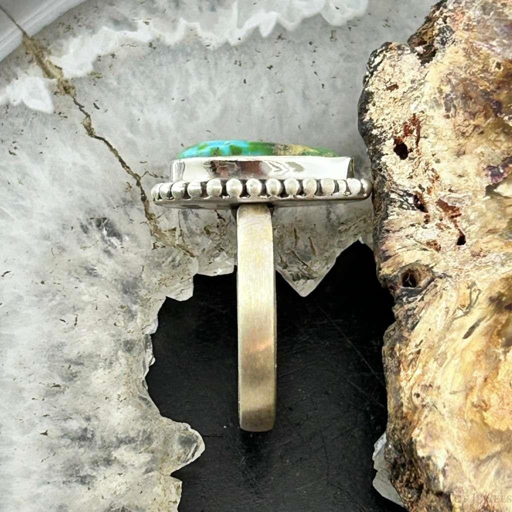 Sterling Silver Southwestern Style Teardrop Sonora Gold Turquoise Adjustable Ring For Women #2