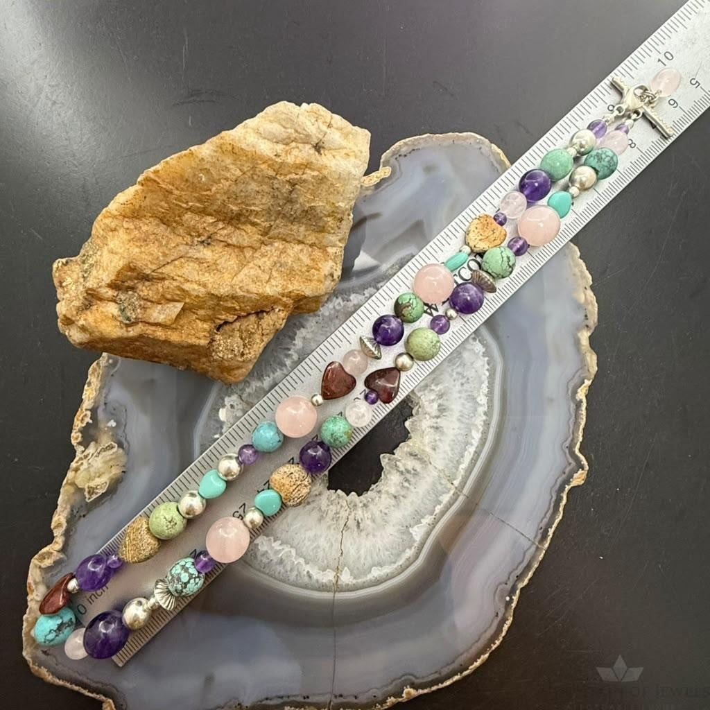 Carolyn Pollack Sterling Silver Multistone Beads 18" Necklace For Women #1