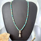 Sterling Silver Turquoise & Navajo Pearl Beads With Squash Blossom Necklace For Women