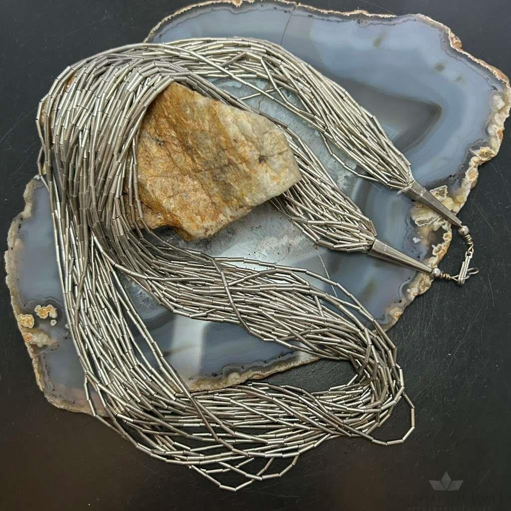 Vintage Sterling Silver 27 Strand Liquid Silver 28" Necklace For Women