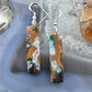 Sterling Silver Rectangle Chrysocolla Slab Dangle Earrings For Women #212