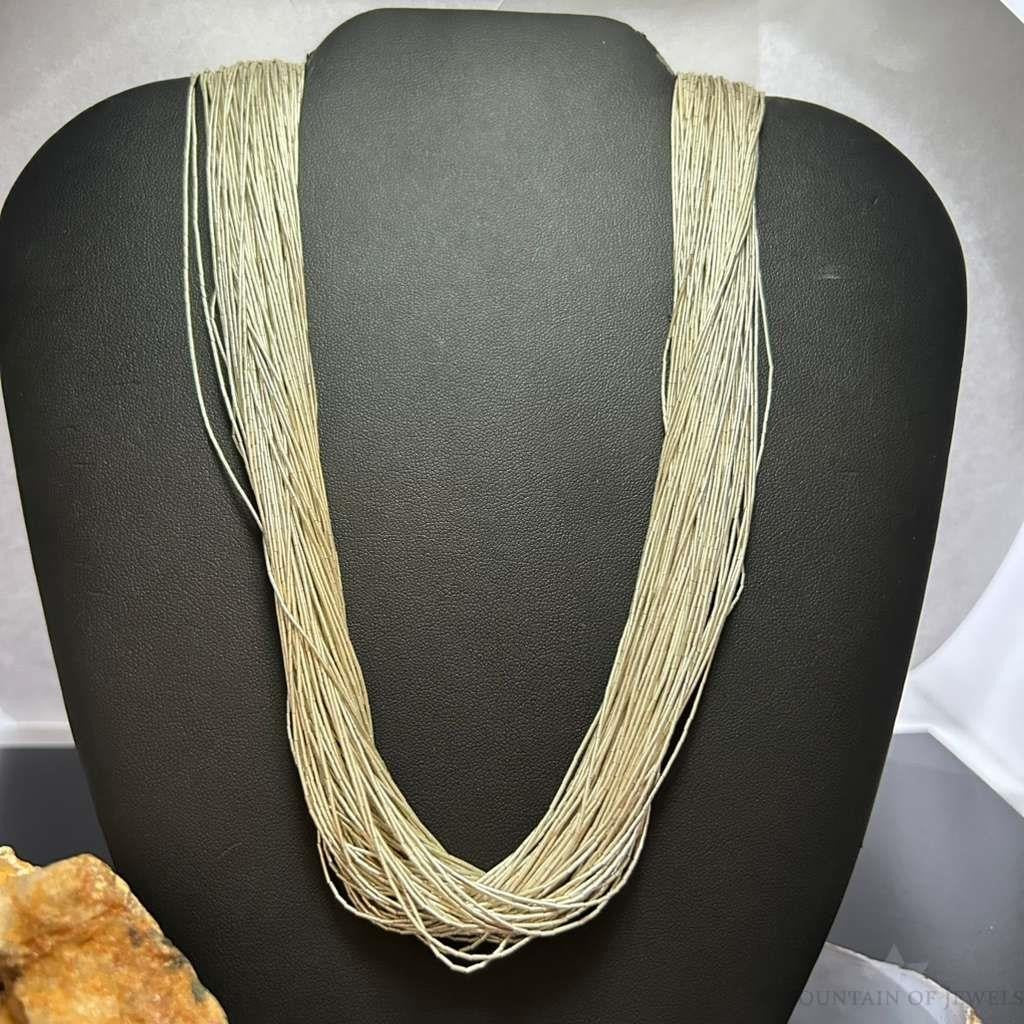 Vintage Sterling Silver 99 Strand Liquid Silver 28" Necklace For Women