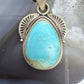 Sterling Silver Southwestern Style Wide Teardrop Kingman Turquoise Decorated Pendant