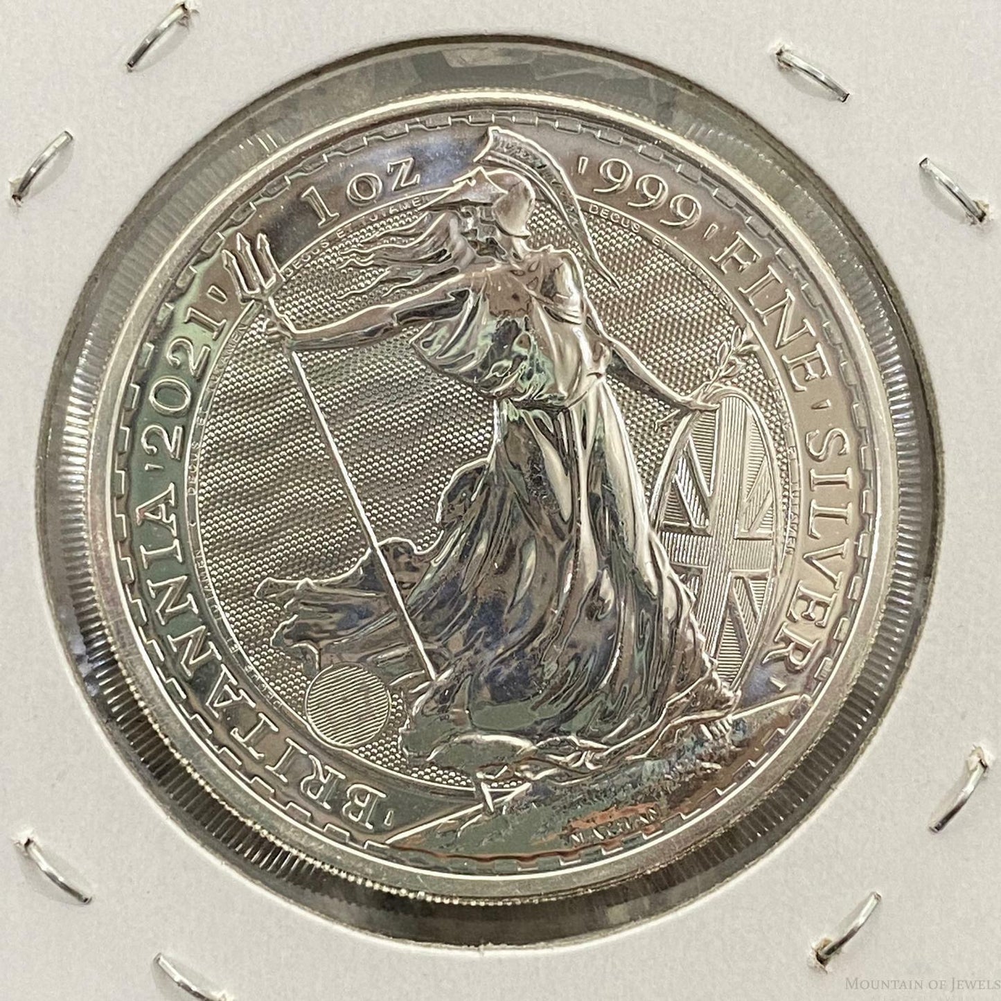 2021 UK 1.0 Ounce Britania 2 Pounds .9999 Fine Silver BU #13122-1