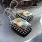Sterling Silver Southwestern Style Rectangle Spiny Oyster Turquoise Dangle Earrings For Women
