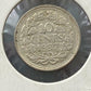 1937 Netherlands Queen Wilhelmina 10 Cents Wreath Collectible Silver Coin #1083